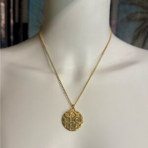 Coach Large Signature C Medallion Pendant 18k/.925 Necklace